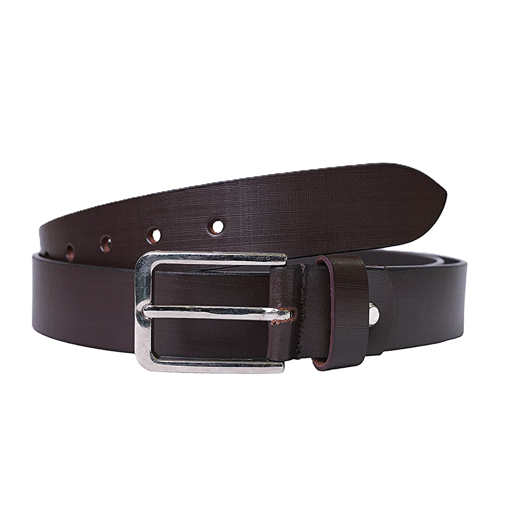 Walnut Crossline Leather Belt
